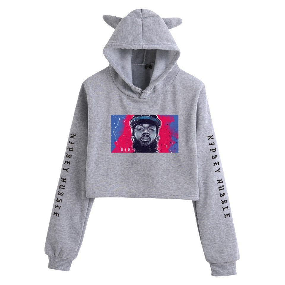 Nipsey Hussle Hoodie Rap Star Trendy Loose Cat Ears for Women