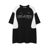 After Prom Shirt Summer Sports Gray T-shirt Men's Color Block Embroidery round Neck Short Sleeve