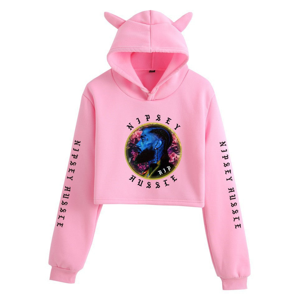Nipsey Hussle Hoodie Rap Star Trendy Loose Cat Ears for Women