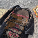 Men T Shirt Retro Heavy Distressed Casual plus Size