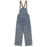 Overalls Men Jumpsuit Embroidered Denim Suspender Pants Fashion Brand Street Tooling Suspender Jumpsuit Straight-Leg Trousers
