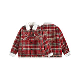 Unisex Coat Plaid Lapel Loose Casual Winter