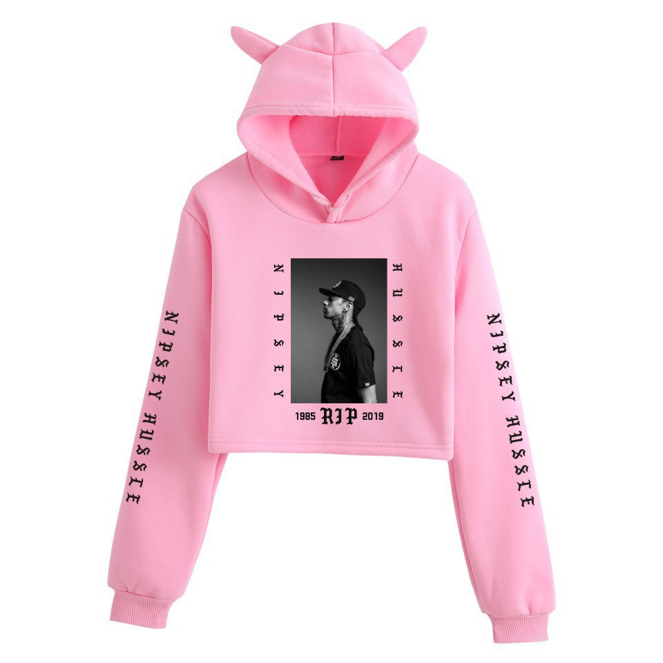 Nipsey Hussle Hoodie Rap Star Trendy Loose Cat Ears for Women