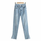 Women Jeans Frayed Loose
