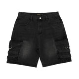Men Shorts Patchwork Denim Shorts Distressed Multi-Pocket