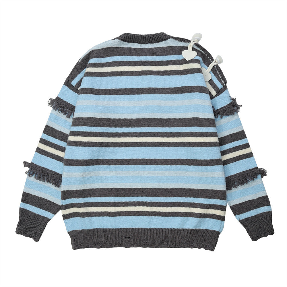Men Sweater Stripes Splicing Knitwear