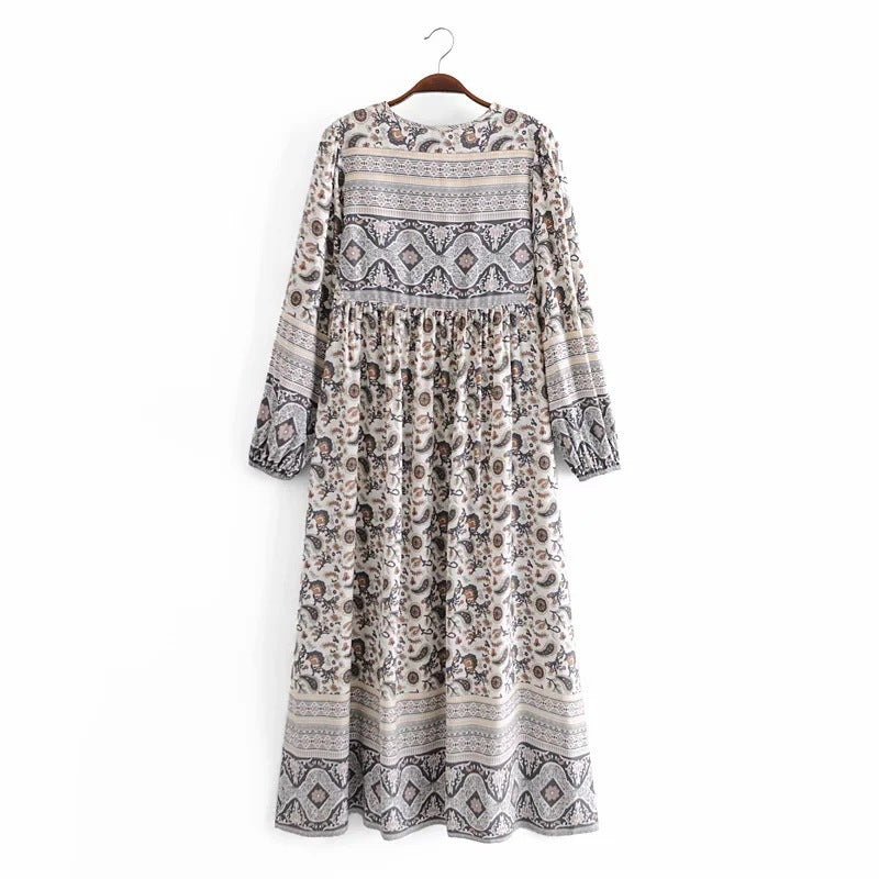 Women Dresses Lace-up Loose Dress Long Dress