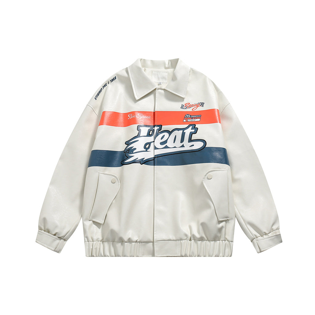 Unisex Pu Jacket PU Leather Jacket Loose Motorcycle