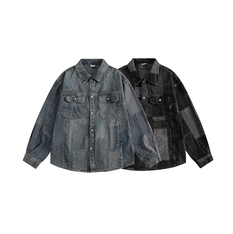 Long Sleeve Retro Contrast Patch