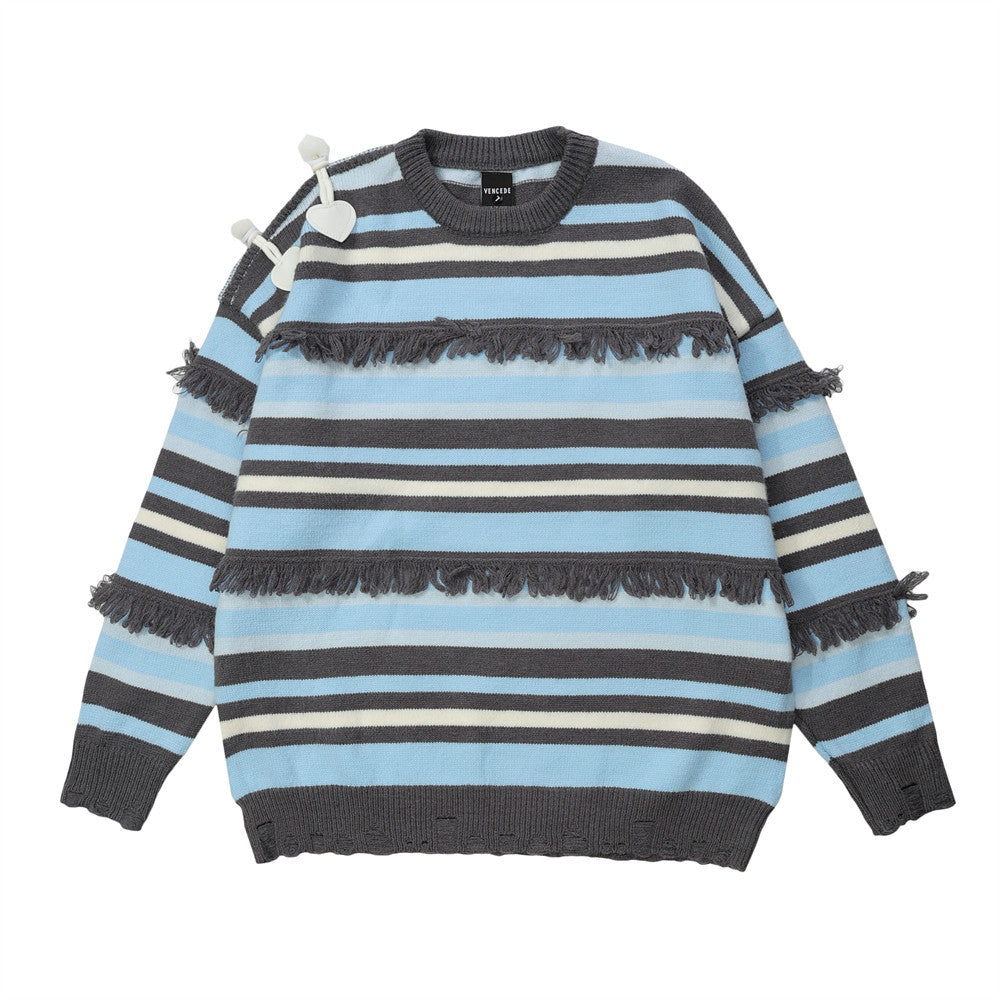 Men Sweater Stripes Splicing Knitwear