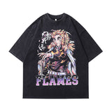 Men T-Shirt Retro Cartoon Printed Small Neckline