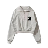 Women Hoodie Flocking Fleece-lined Bat Sleeve