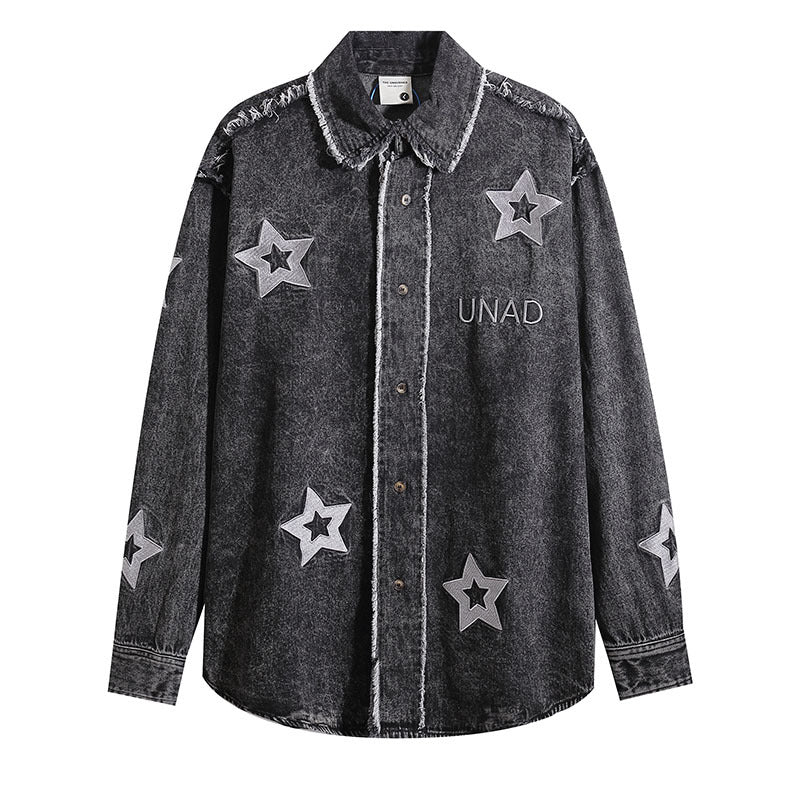 Long Sleeved College Style Denim Vintage