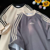 Men's T Shirt Summer Loose Casual Waffle