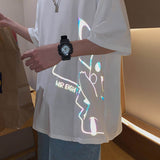 Men T Shirt Loose Couple Reflective Pikachu Printing