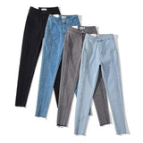 Women Jeans Stretch Slim Fit Burrs