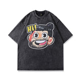 Men T-Shirt Bear Print Distressed