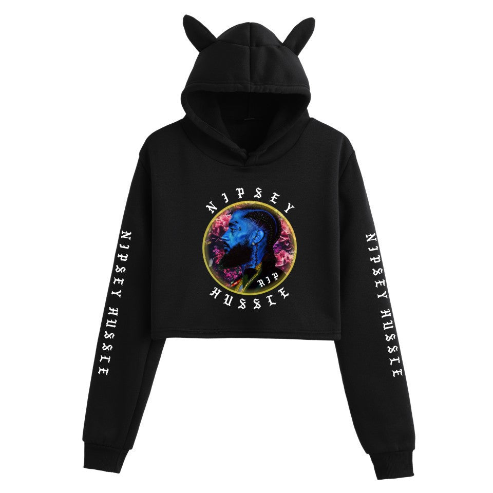 Nipsey Hussle Hoodie Rap Star Trendy Loose Cat Ears for Women