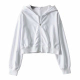 Women Hoodie Loose-Fitting Cropped Zipper