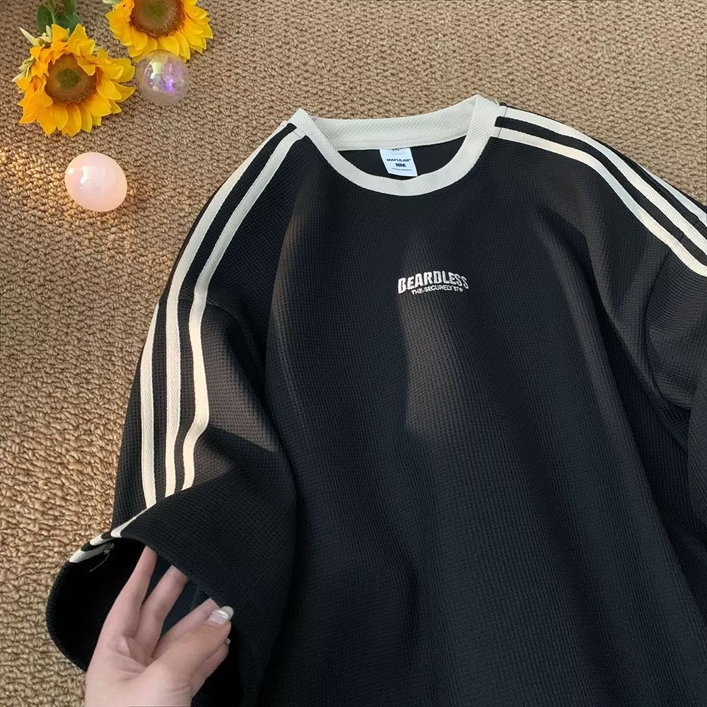 Men's T Shirt Summer Loose Casual Waffle