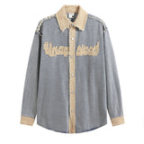 Long Sleeve Distressed Vintage Denim Shirt