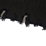 Men Sweater Cross Embroidered Ripped Plaid Jacquard Knitted Sweater