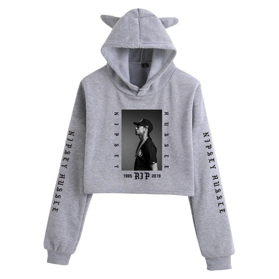 Nipsey Hussle Hoodie Rap Star Trendy Loose Cat Ears for Women