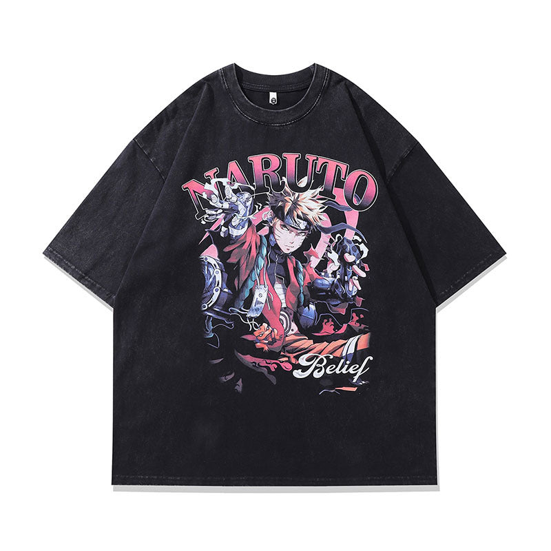 Men T-Shirt Cartoon Print Distressed