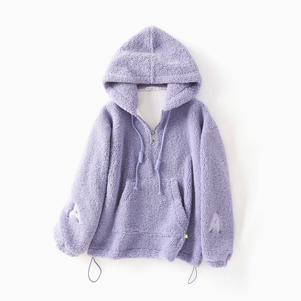 Women Hoodie Lambswool Velvet Padded Loose Casual