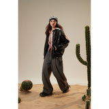 Unisex Pu Jacket Stand Collar Leather Jacket Baseball Uniform