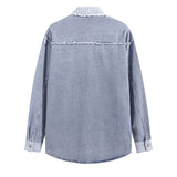 Long Sleeve Distressed Vintage Denim Shirt