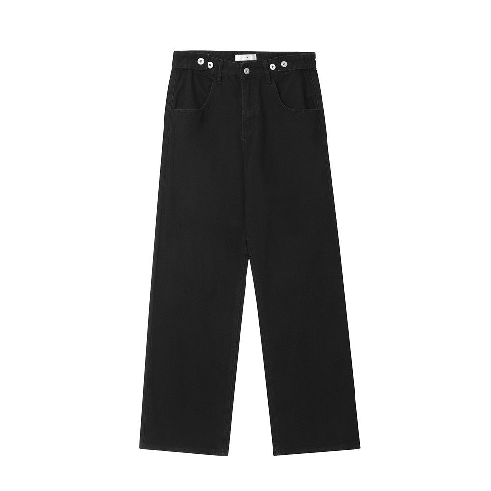Men Jeans Solid Color Loose Trendy