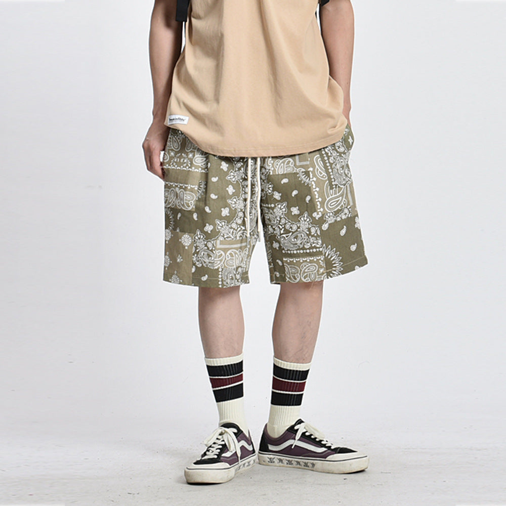 Men Shorts Paisley Shorts Loose Straight Trend Sports