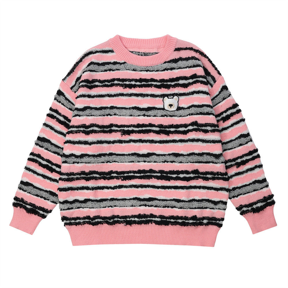 Men Sweater Striped Sweater Loose Casual