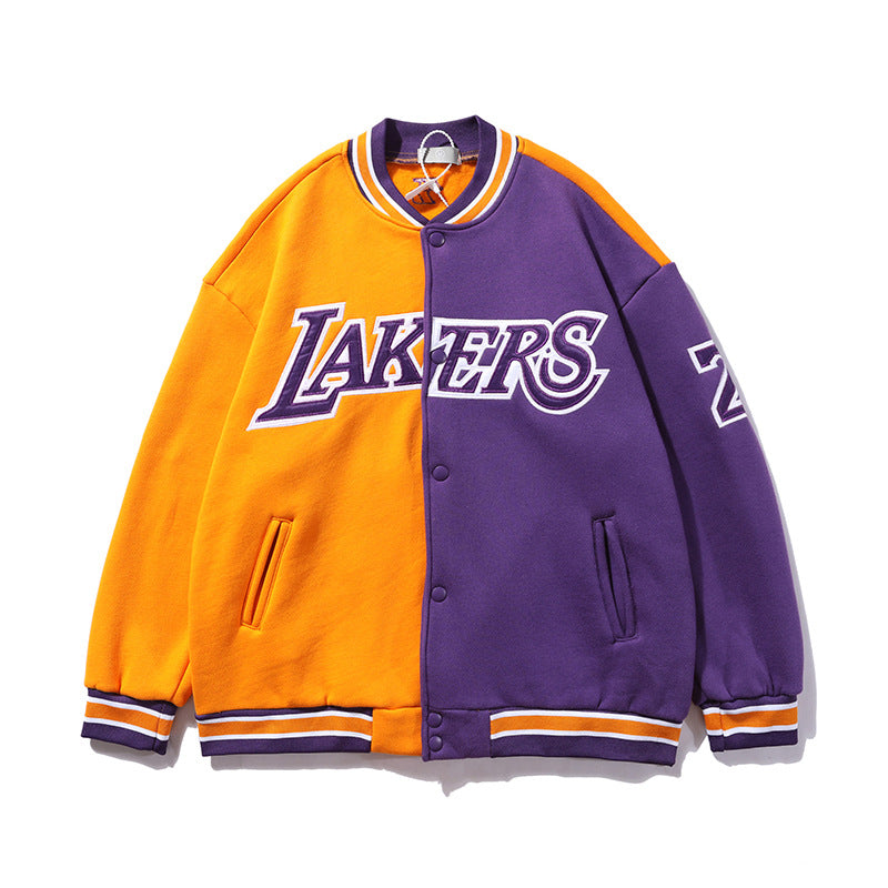 NBA Jacket with All Teams Patches Lakers Kobe Commemorative Baseball Uniform No. 24 Jacket