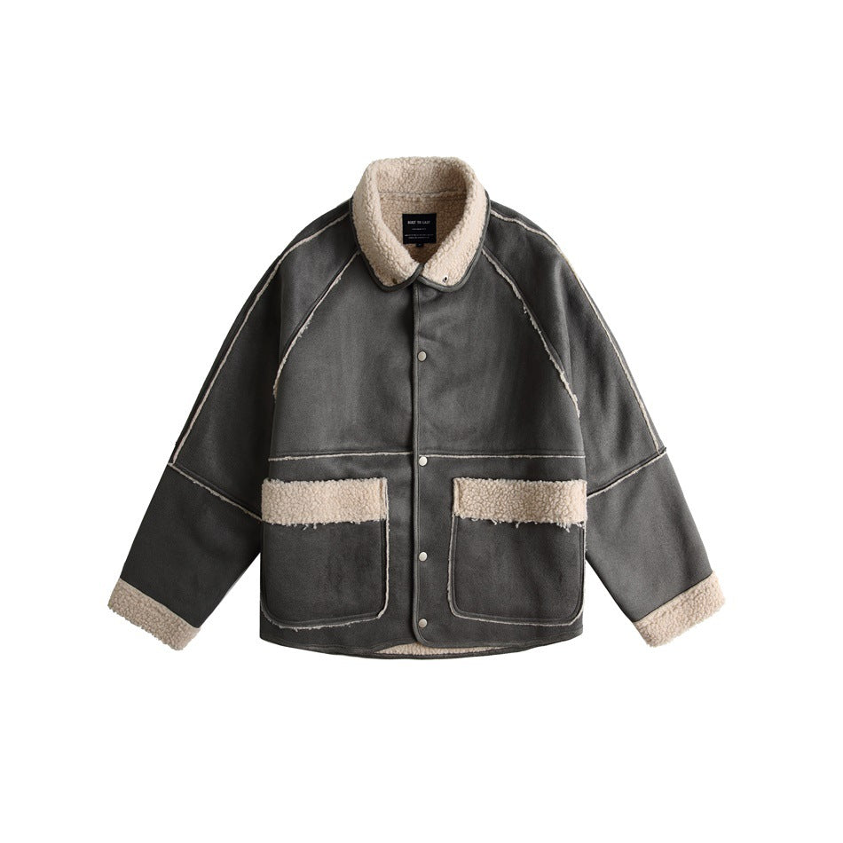 Unisex Coat Lamb Wool Coat Loose and Warm