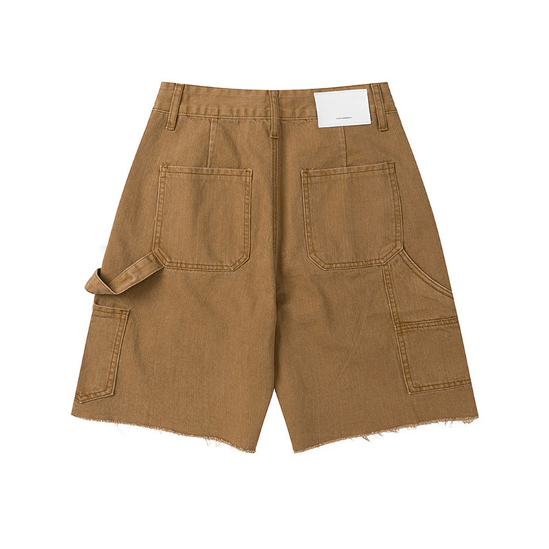 Men Shorts Summer Solid Color Collage Straight Denim Shorts