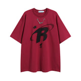 After Prom Shirt High Street Loose Necklace Decoration Short Sleeve T-shirt Top