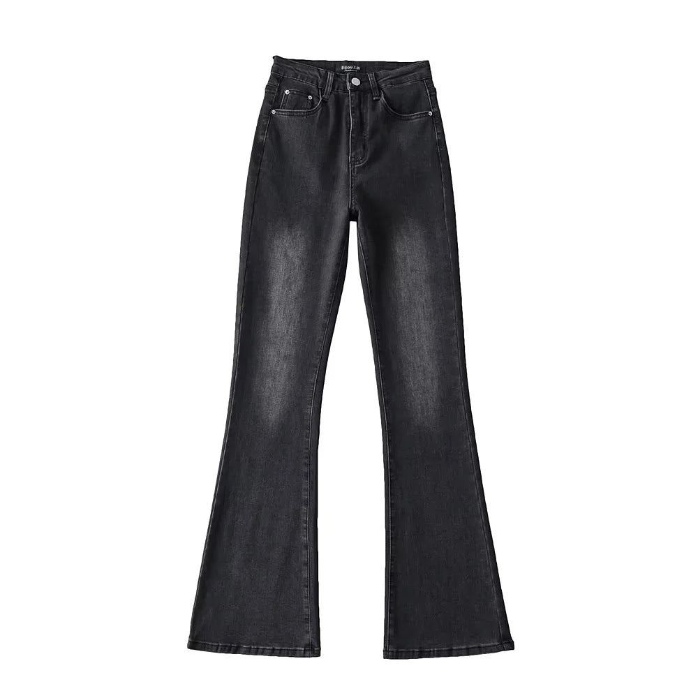 Women Jeans Distressed Retro Easy Matching Casual Flared Pants
