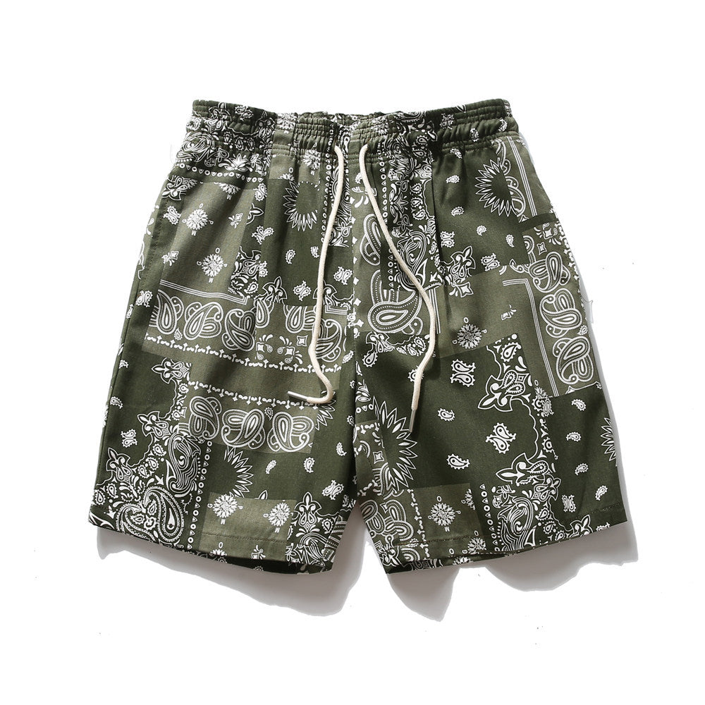 Men Shorts Paisley Shorts Loose Straight Trend Sports