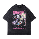 Men T-Shirt Retro Cartoon Printed Small Neckline