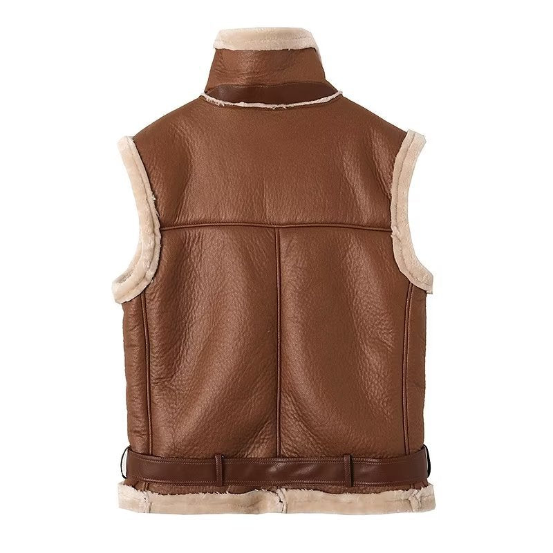 Women Vest Casual Loose Lamb Wool Vest