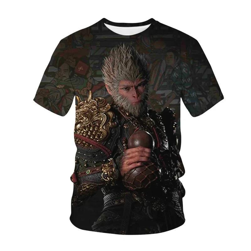 Black Myth Wukong Game T-shirt 3D Printed Short Sleeve