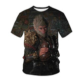Black Myth Wukong Game T-shirt 3D Printed Short Sleeve