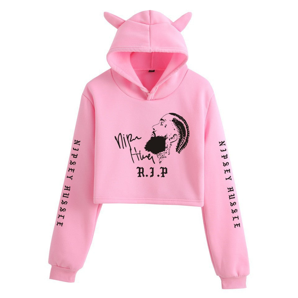 Nipsey Hussle Hoodie Rap Star Trendy Loose Cat Ears for Women