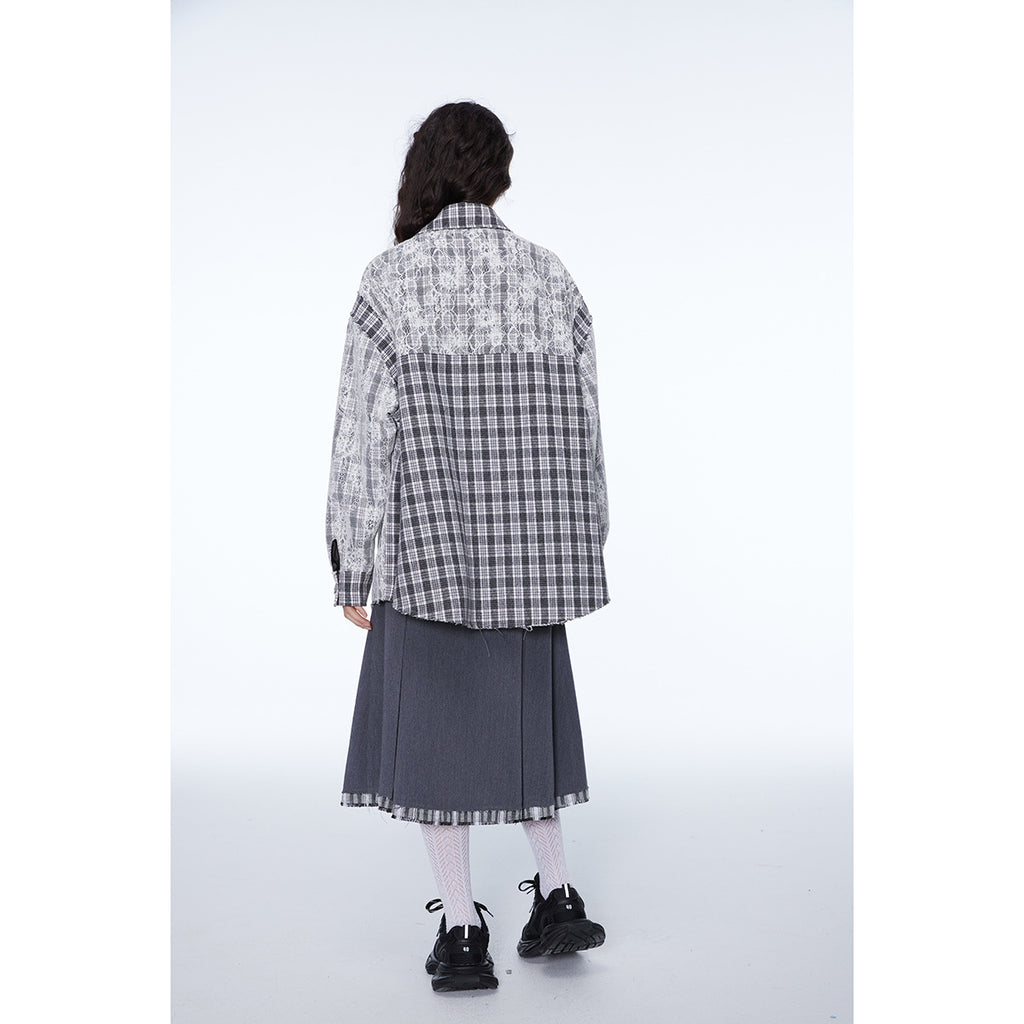 Unisex Shirt Plaid Long Sleeve Coat