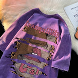 Men T Shirt Retro Heavy Distressed Casual plus Size