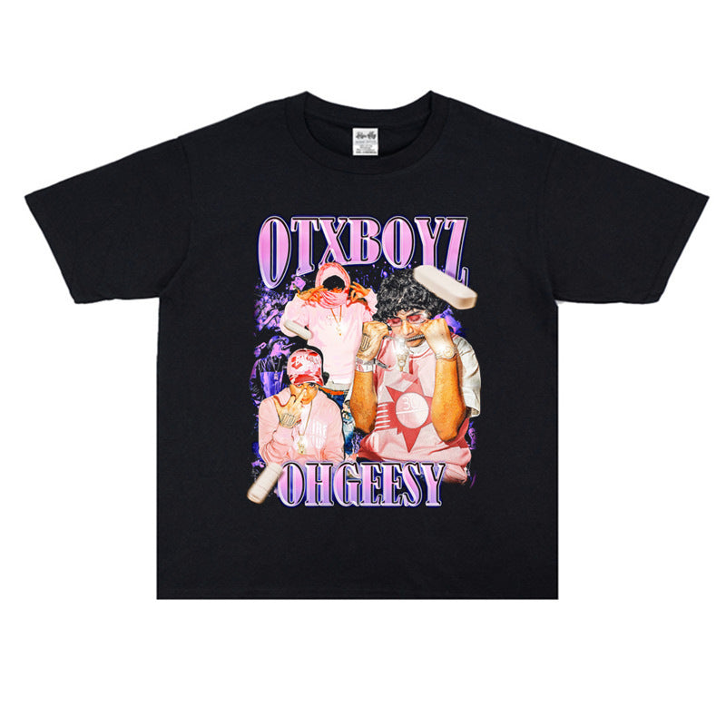 Rock Star T Shirt Female Singer Otxboyz Ohgeesy Personality Character Print T-shirt Short Sleeve Loose Cotton