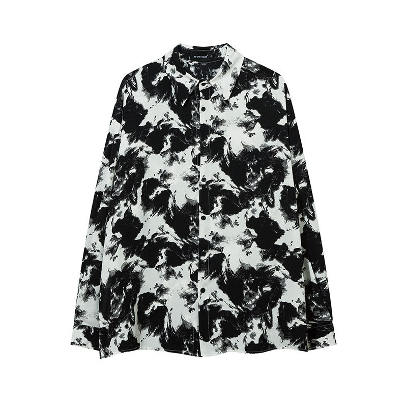 Long Sleeved Shirt Floral Full Printed Loose Thin