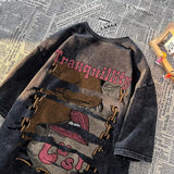 Men T Shirt Retro Heavy Distressed Casual plus Size